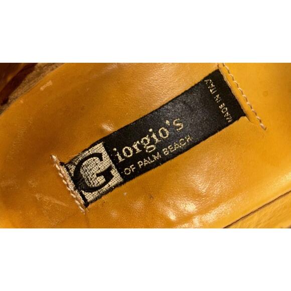 Giorgio’s of palm beach genuine ostrich Leather Men Shoes Sz 8.5 Brown Italy main image 8